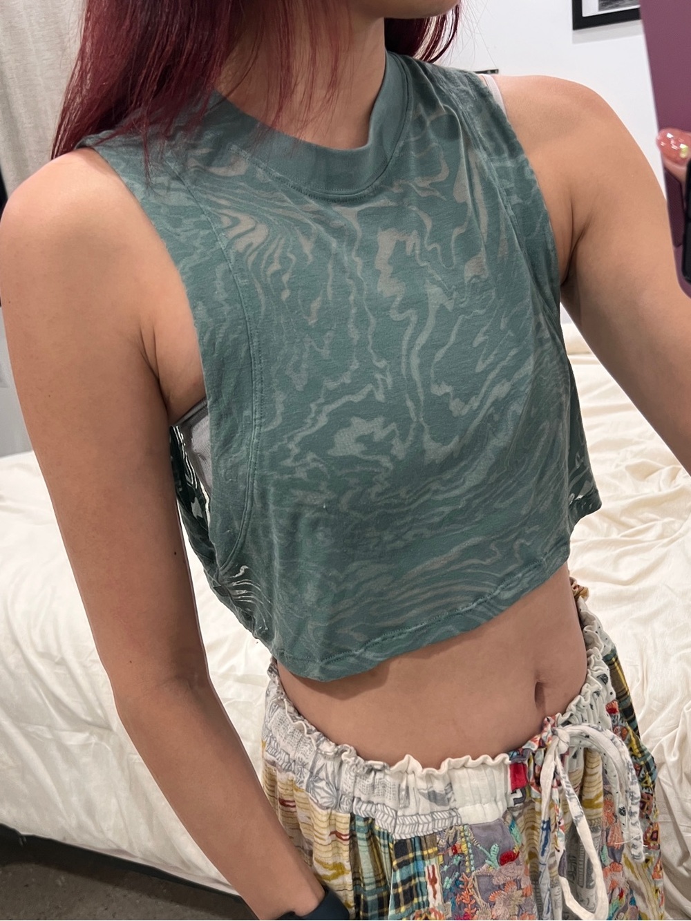 Lululemon mesh lace muscle Sleeveless Crop Tank Top - Teal/sage